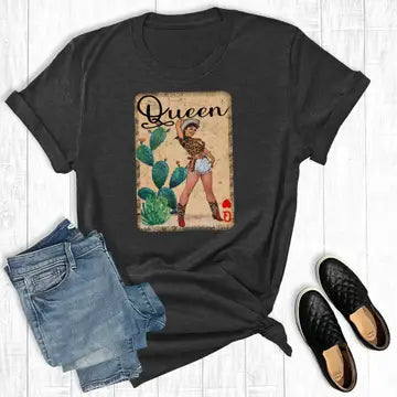 Western Cowgirl Queen of Hearts Graphic Tee